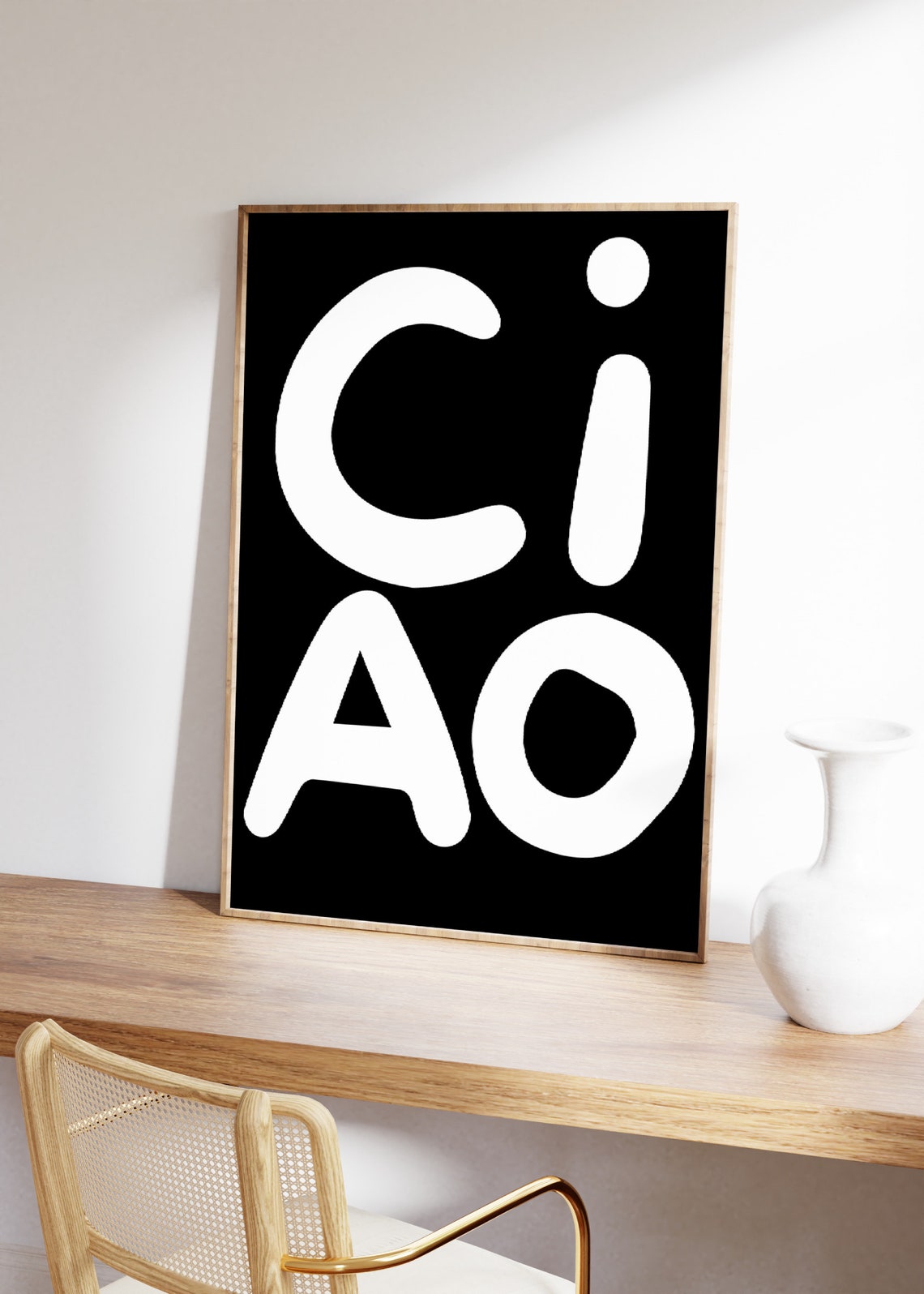 Ciao Black White Italian Greeting Bold Minimalist Typography Poster - Image 4