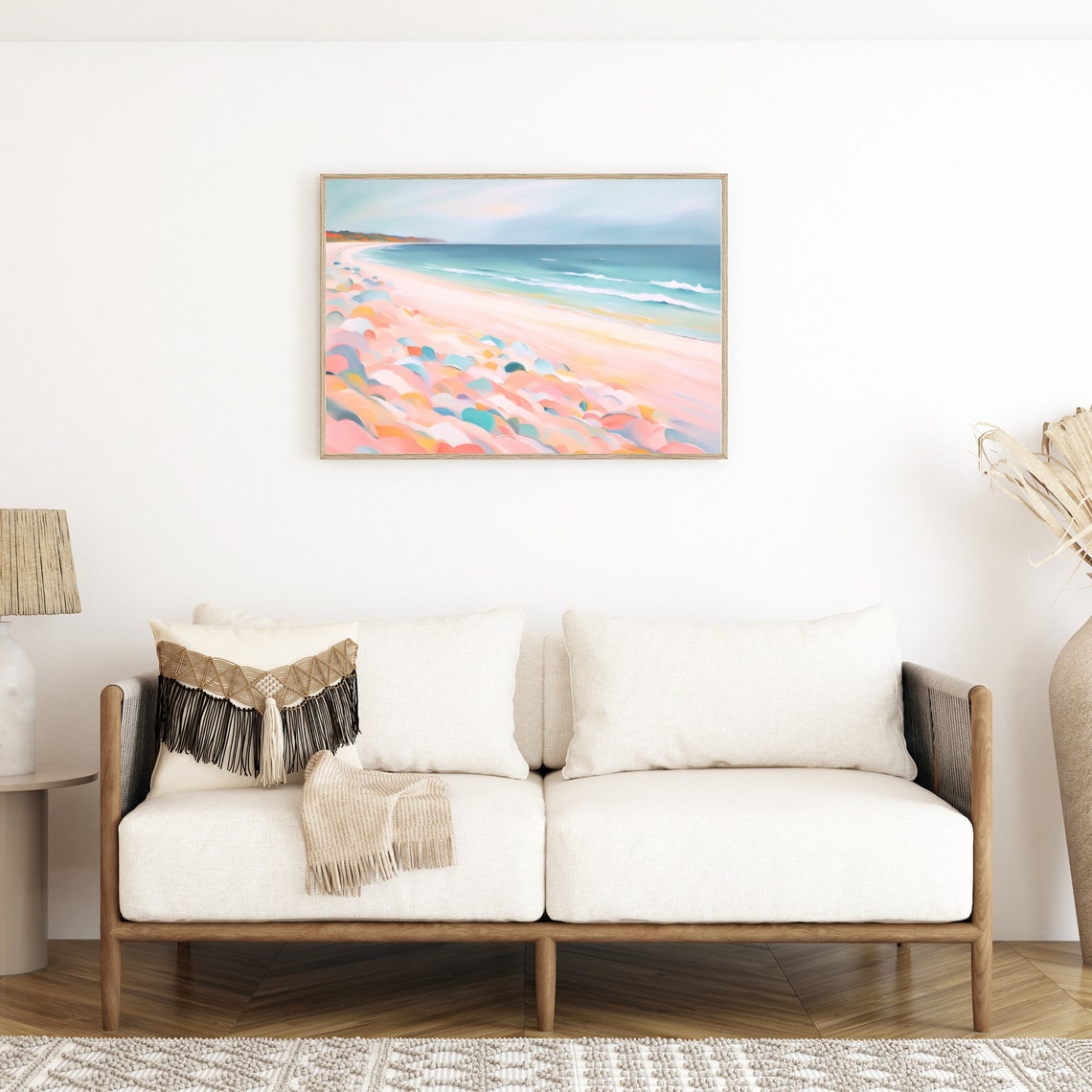 Pastel Beach Seascape Abstract Coastal Landscape Serene Art Print - Image 2