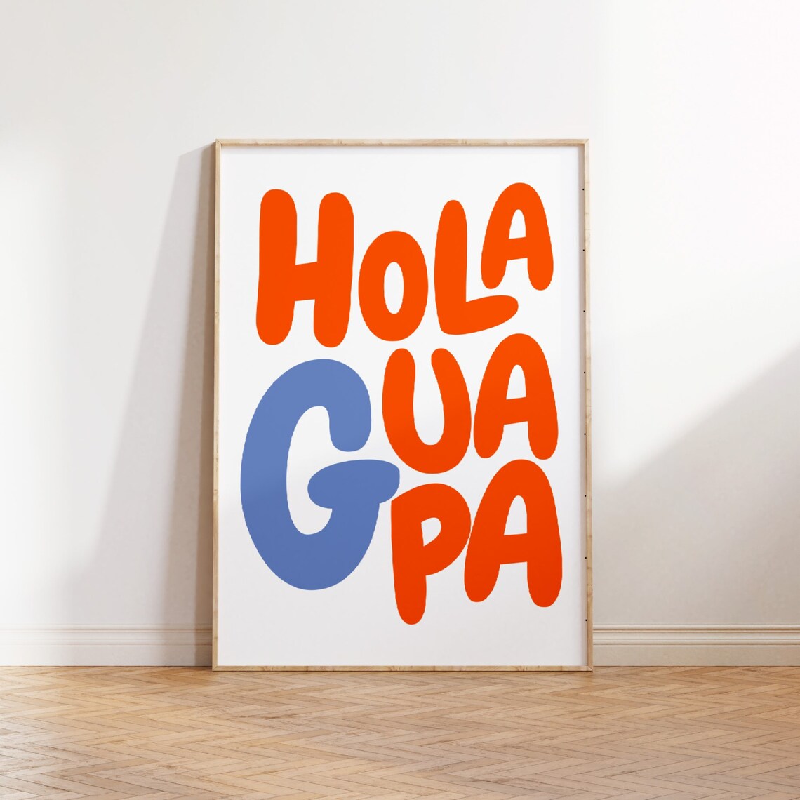 Hola Guapa Spanish Quote Poster, Retro Typography - Image 4