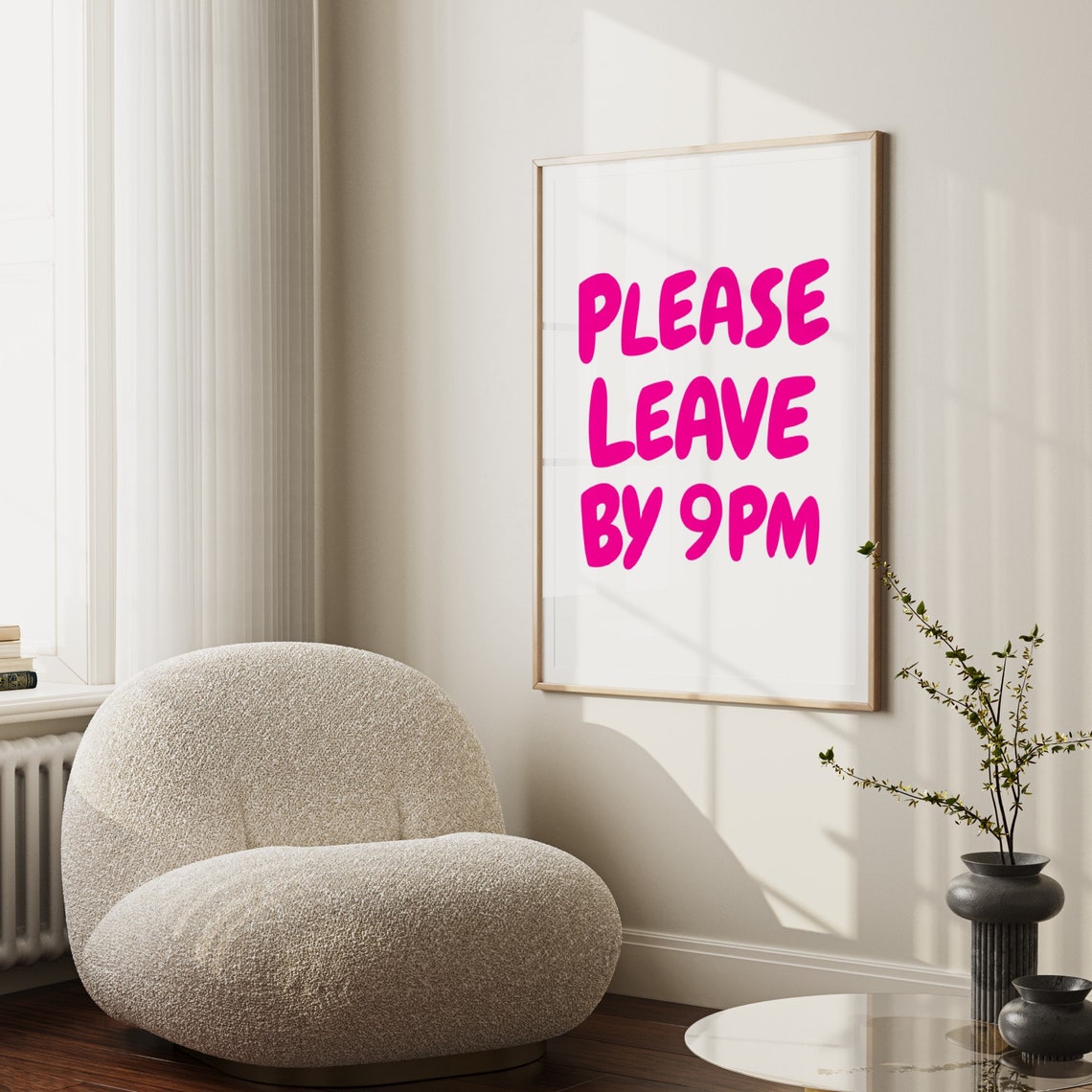 Please Leave By 9pm Print Funny Goodbye Print Aesthetic Home Decor Cute Modern Wall Art Trendy Quote Art Print Leave By 9 - Image 2
