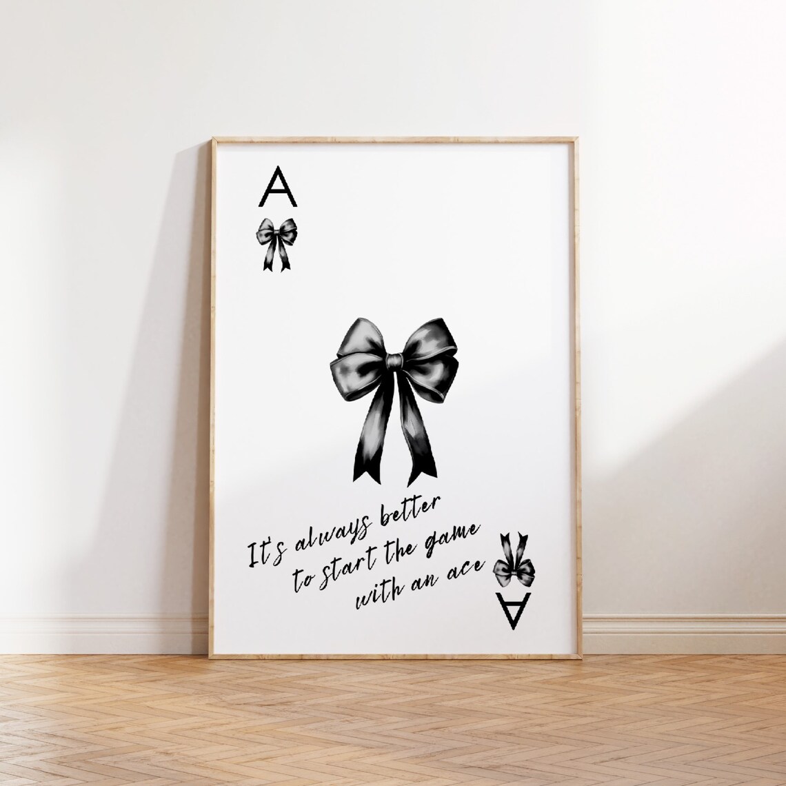 Ace Of Spades Black Bow Playing Card Trendy Retro Quote Art Poster - Image 2