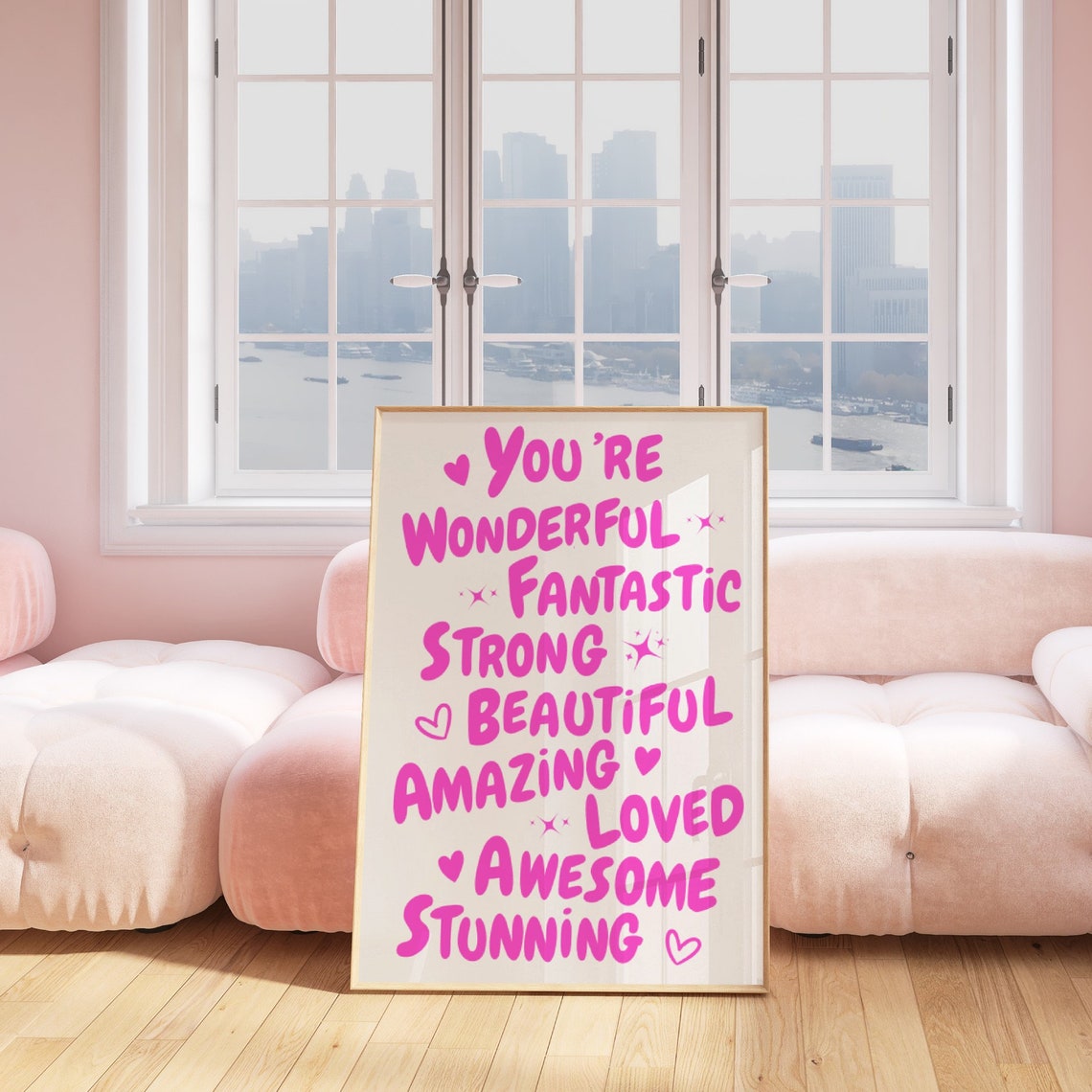 Wonderful Fantastic Strong Beautiful Amazing Loved Retro Pink Poster - Image 4