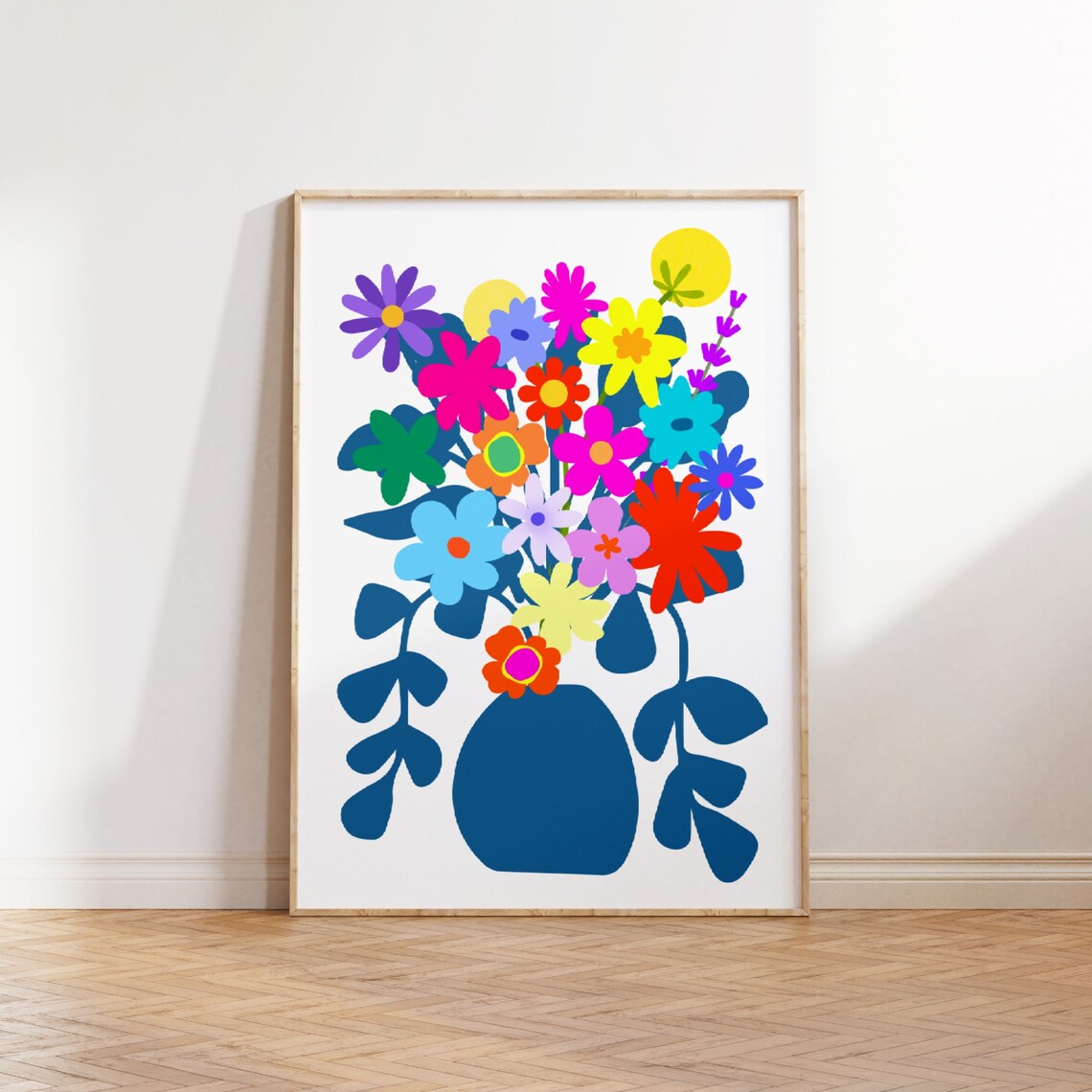 Colorful Flower Bouquet Graphic Vase Dopamine Decor Floral Poster - Image 4