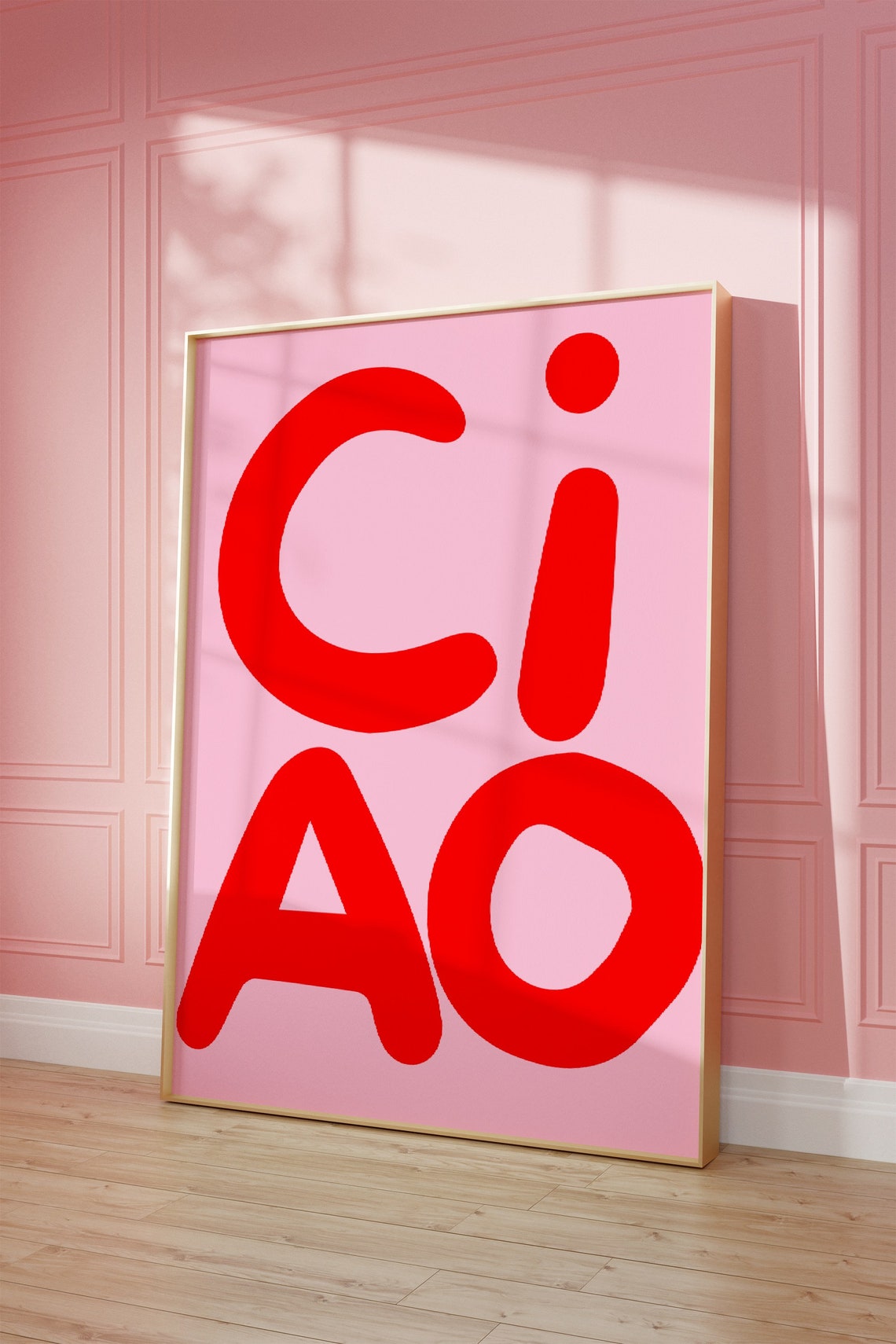 Ciao Red Bubble Letter Pink Italian Greeting Dorm Wall Poster - Image 2