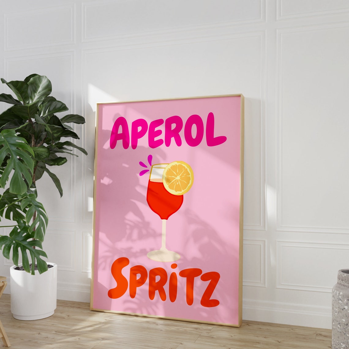 Aperol Spritz Pink Cocktail Orange Slice Trendy Bar Cart Poster - Image 2