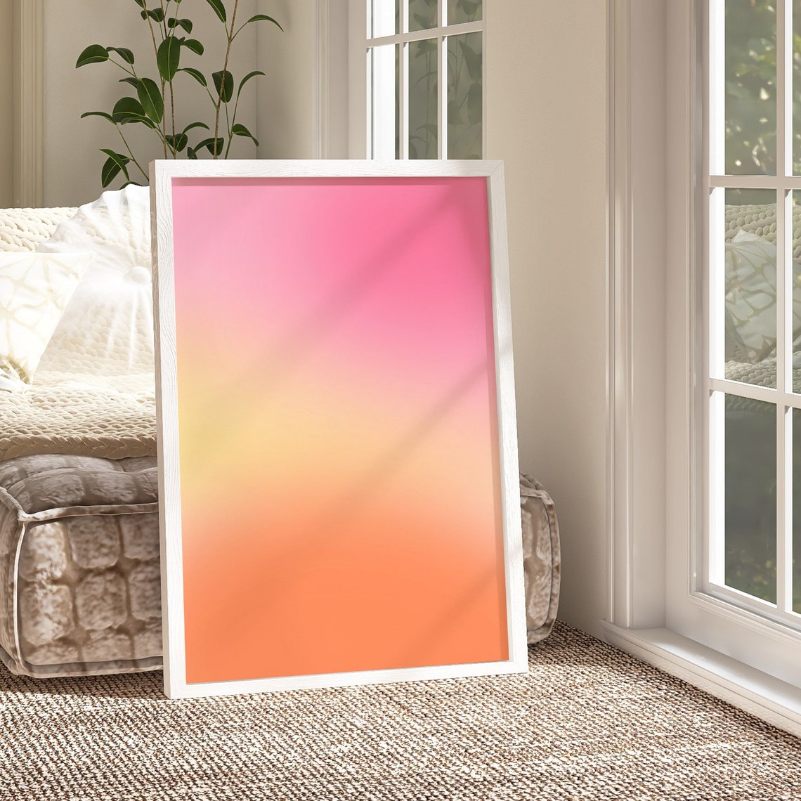 Peachy Orange Aura Gradient Minimalist Aesthetic Poster Wall Decor - Image 2