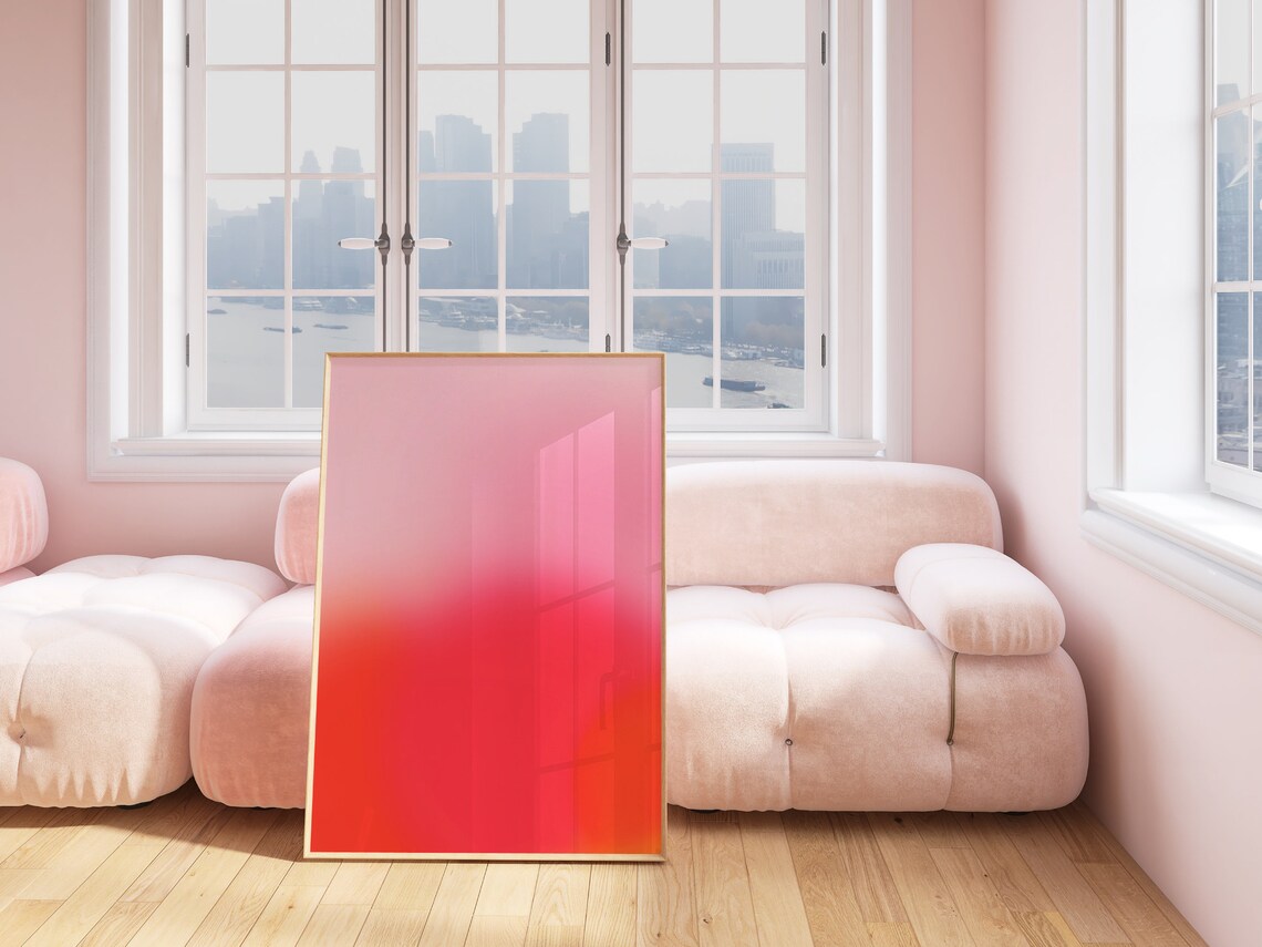 Pink Red Aura Print, Orange Pink Gradient Glow - Image 2