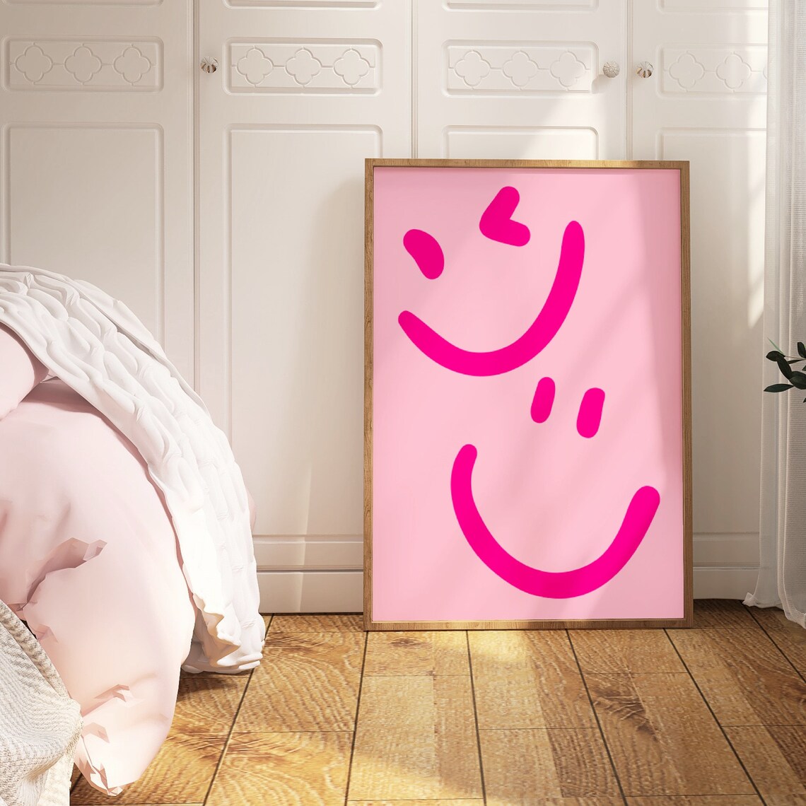 Pink Smiley Face Poster, Preppy College Decor - Image 5