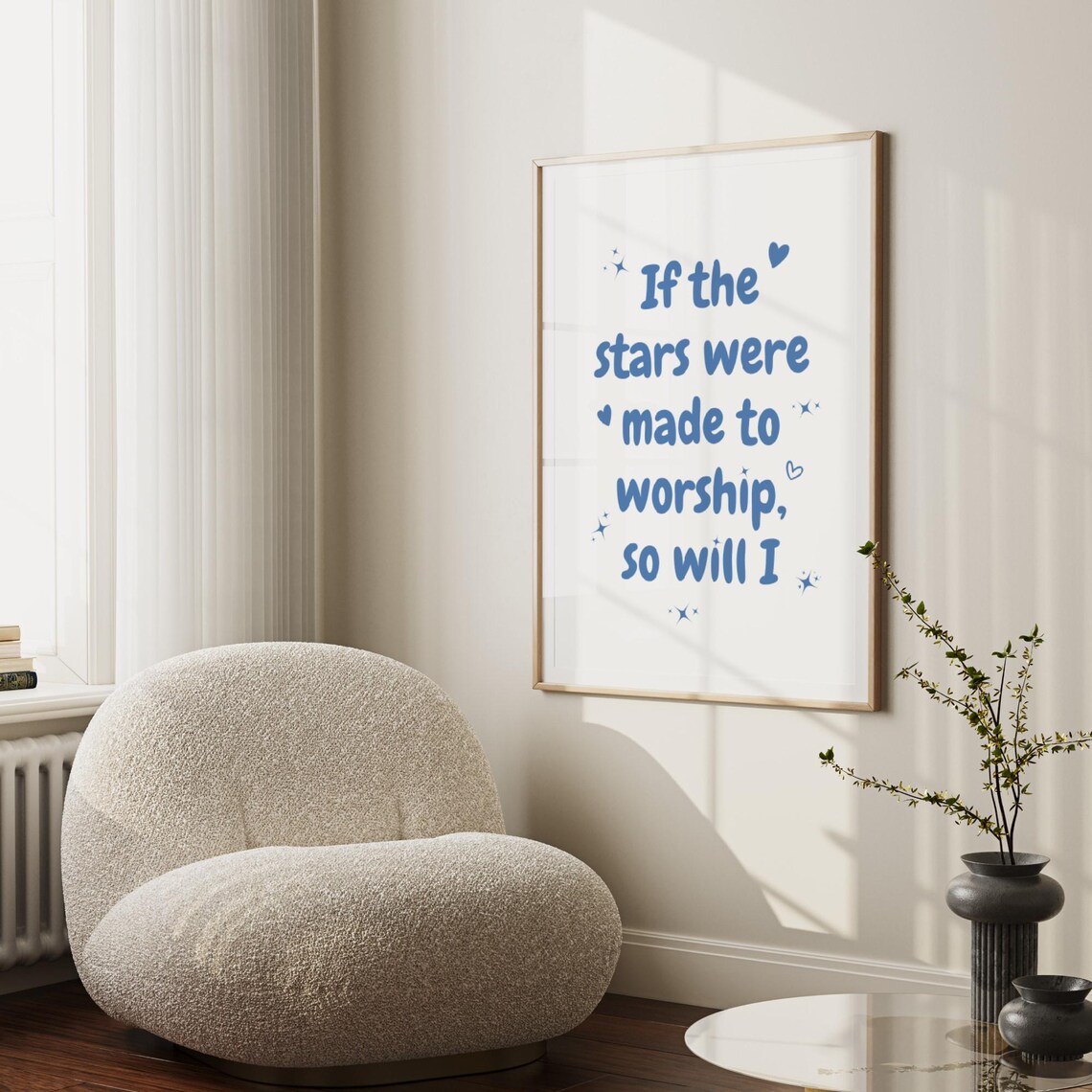 If The Stars Were Made To Worship Blue Christian Faith Quote Poster - Image 2