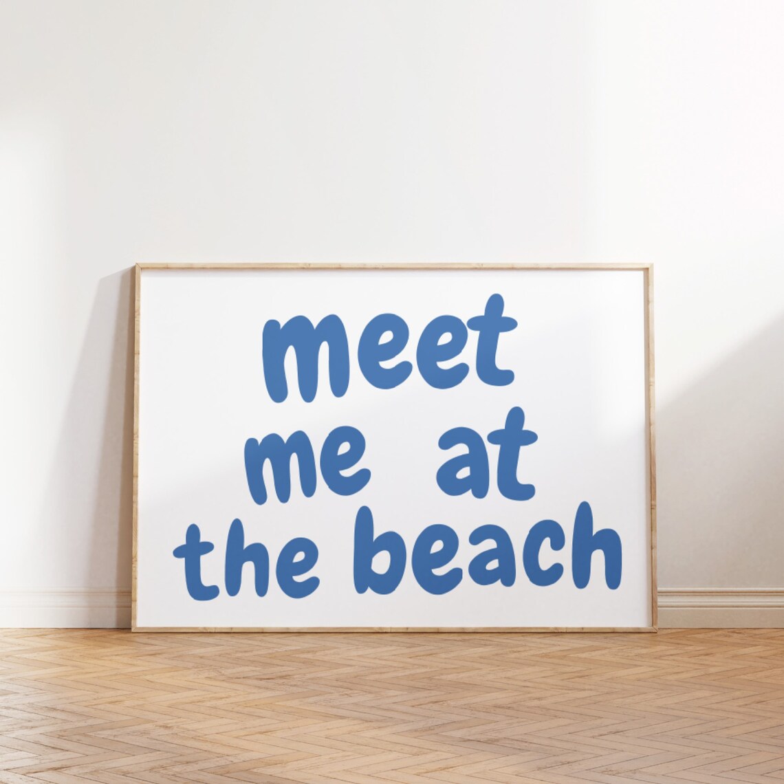 Meet Me At The Beach Blue Lettering Coastal Quote Trendy Poster - Image 3