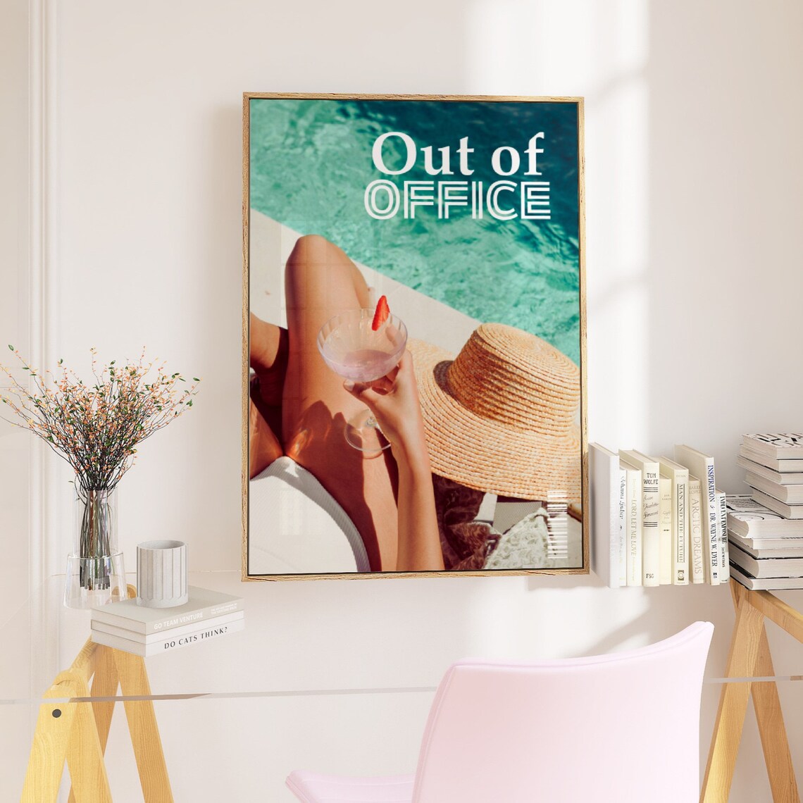 Out Of Office Newspapers Magazine Poster, Vintage Coastal