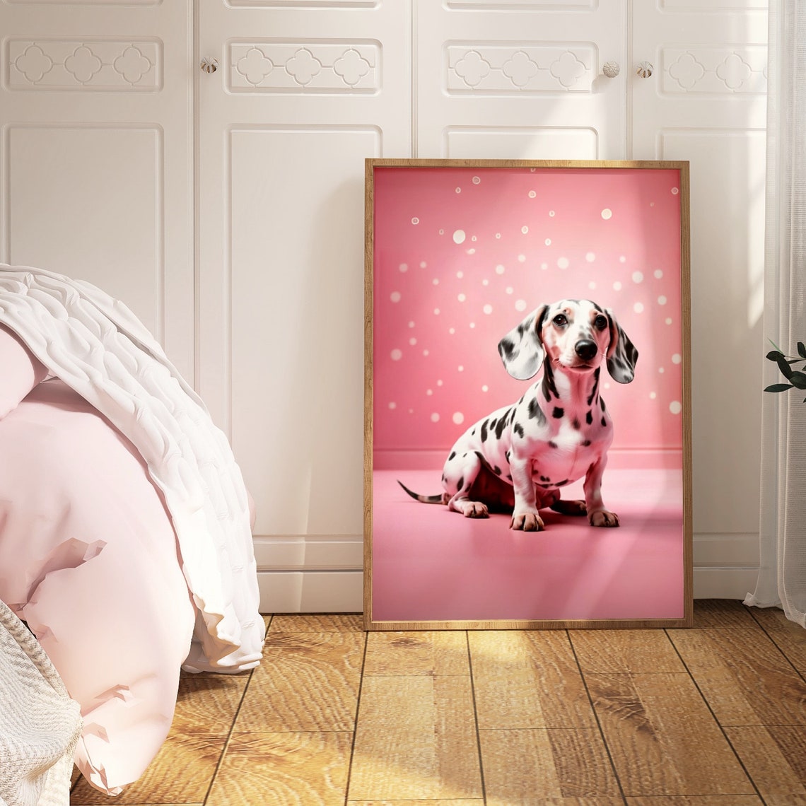 Pink Dachshund Print Kids Room Poster Preppy Wall Art Dachshund Dog Nursery Room Decor Dog Print Kids Room Weiner Dog Print - Image 2