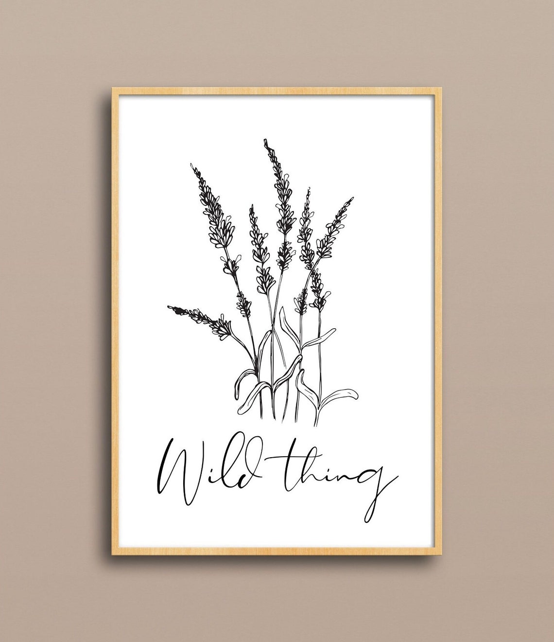 Wild Thing Lavender Botanical Line Art Script Wall Decor Poster - Image 2