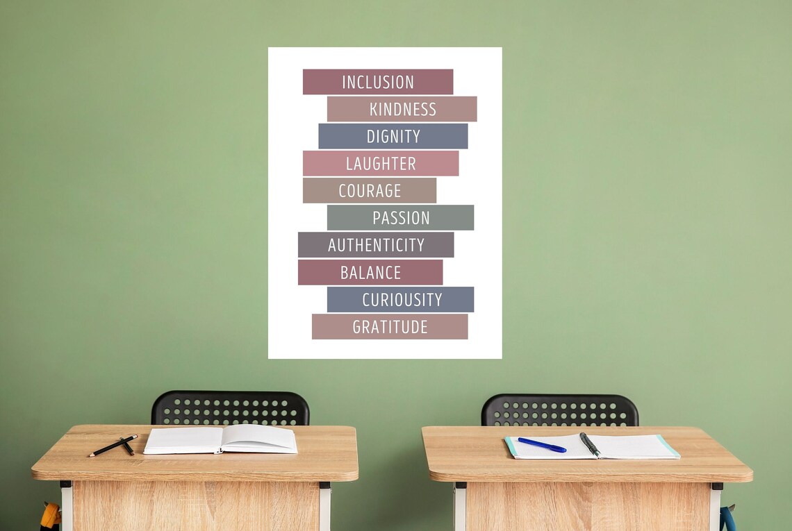 Classroom Values Book Stack Poster, Boho Aesthetic - Image 5