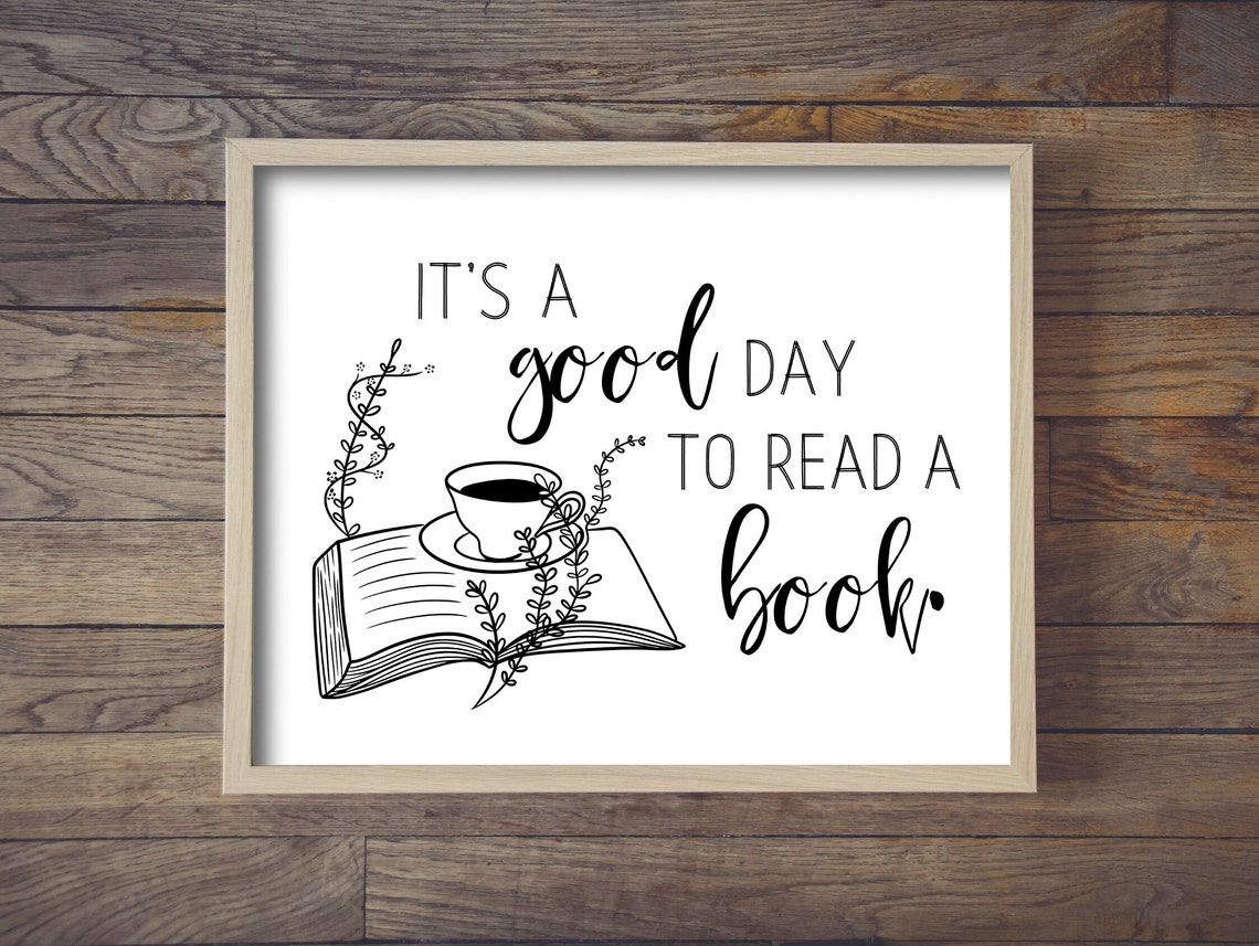 Good Day to Read a Book Library Coffee Cup Book Lover Quote Poster - Image 3