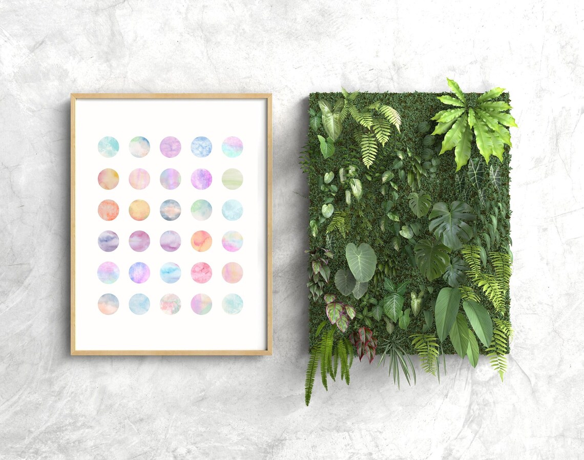 Multicolor Pastel Polka Dot Circle Grid, Abstract Art Print - Image 3