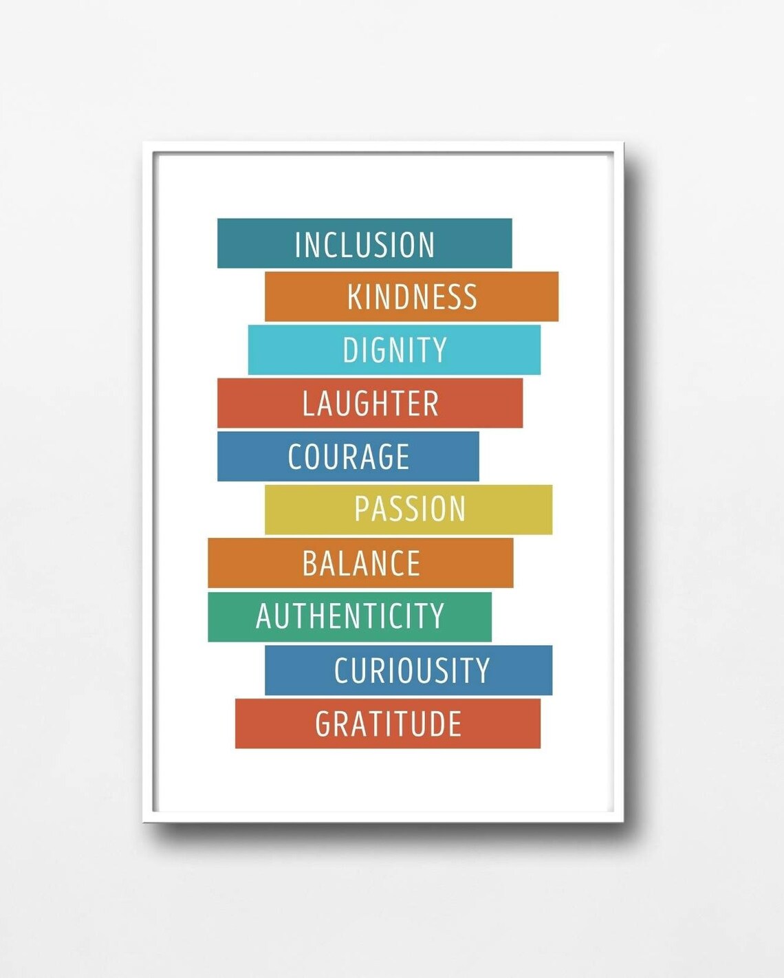 Inclusion Kindness Courage Gratitude Family Values Word Art Poster - Image 4