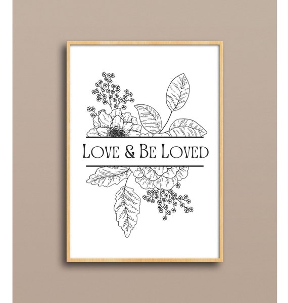 Love Be Loved Botanical Wildflowers Line Art Print