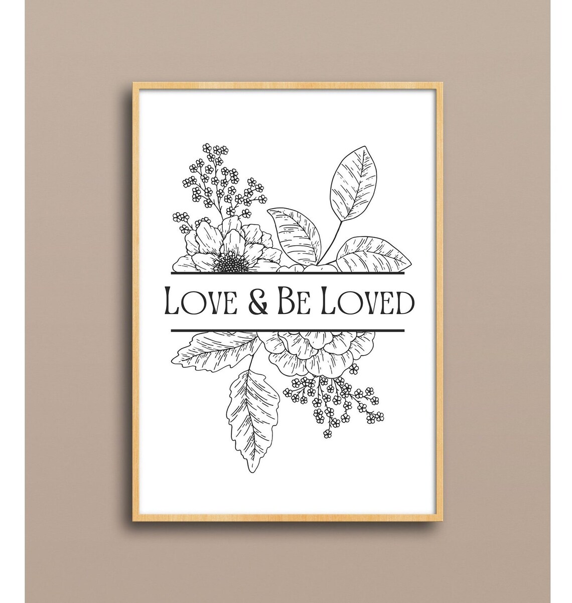 Love Be Loved Botanical Wildflowers Line Art Print