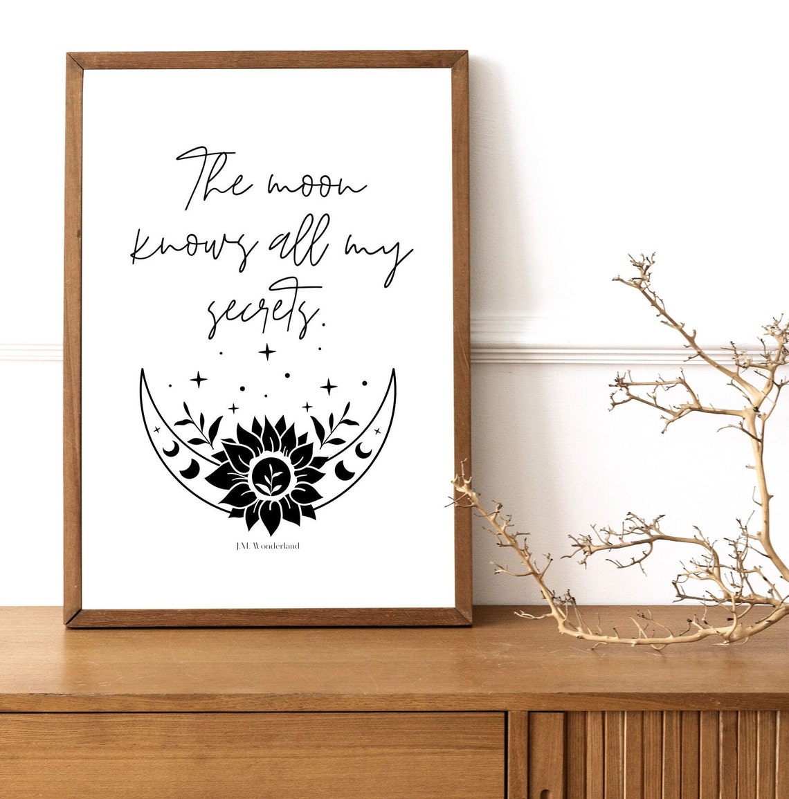 The Moon Knows All My Secrets Celestial Sunflower Quote Poster - Image 4