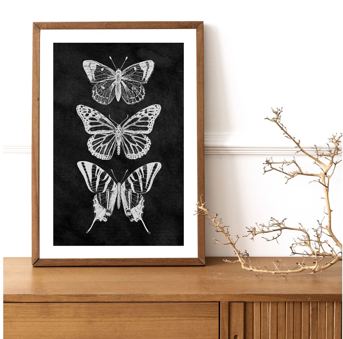Butterflies Trio Sketch, Mystic Cottagecore Art Print - Image 2