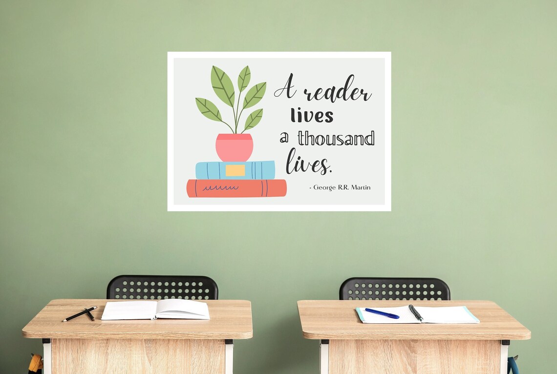 A Reader Lives A Thousand Lives Quote Poster - Image 3