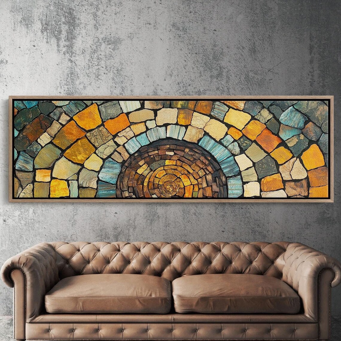 Stone Mosaic Arch Rustic Wall Decor Earthy Warm Tones Poster
