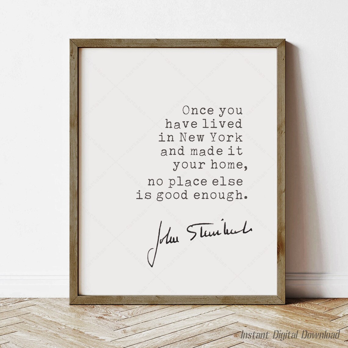John Steinbeck New York Quote Art Print, Travel Decor