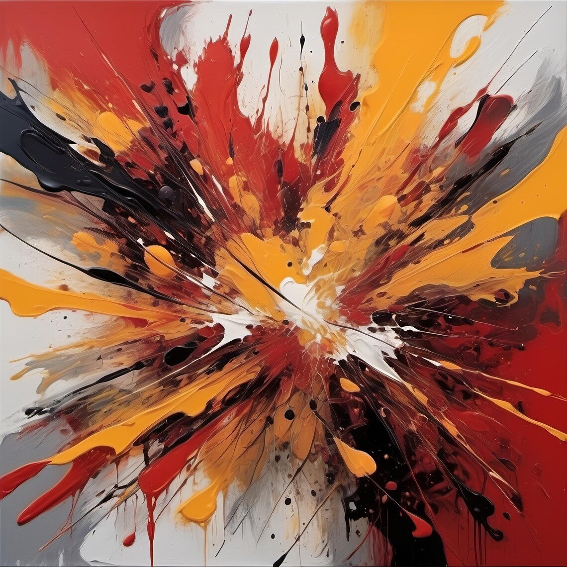 Explosive Abstract Bold Paint Splatter Statement Piece - Image 3