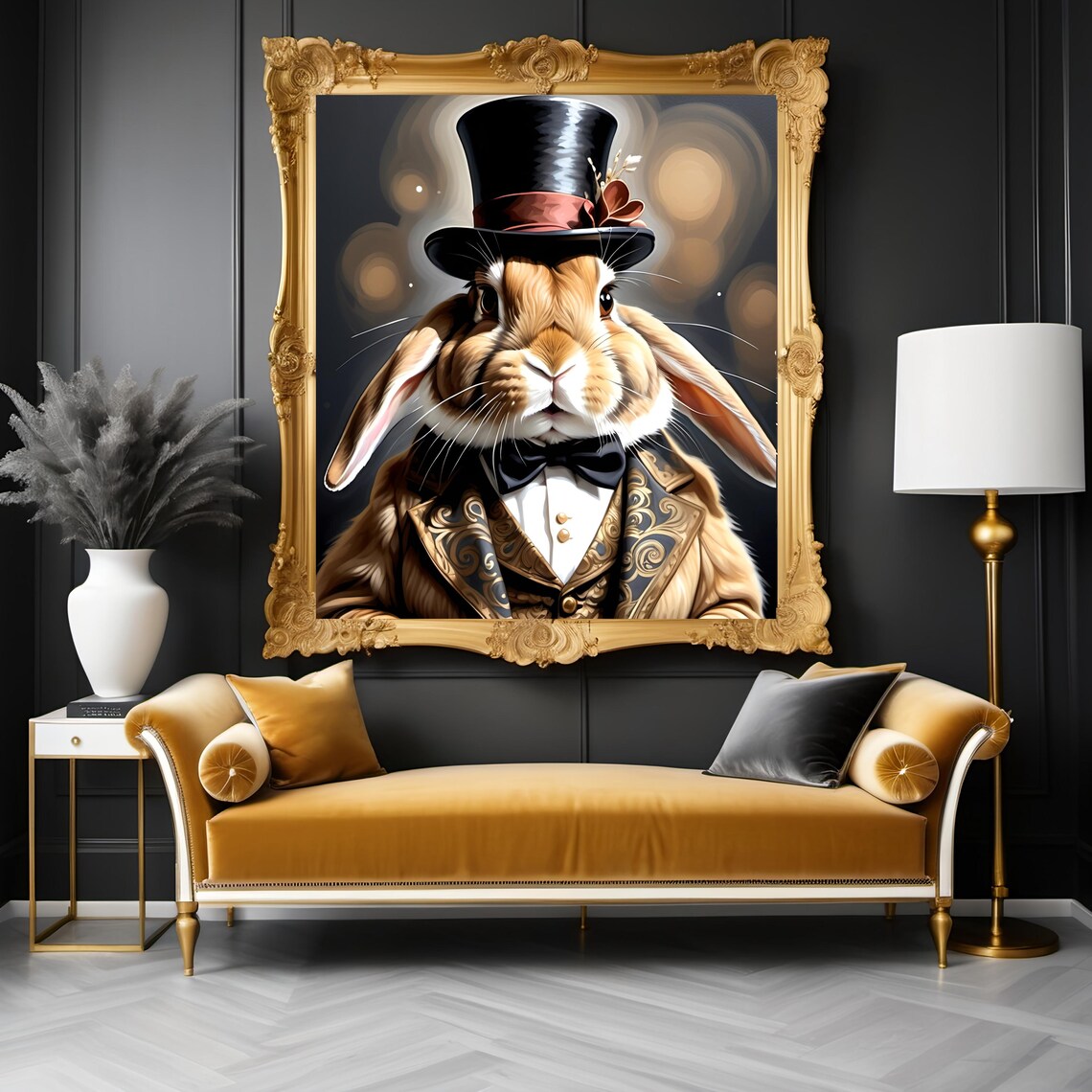 Victorian Rabbit in Top Hat, Vintage Bunny Art Print - Image 2