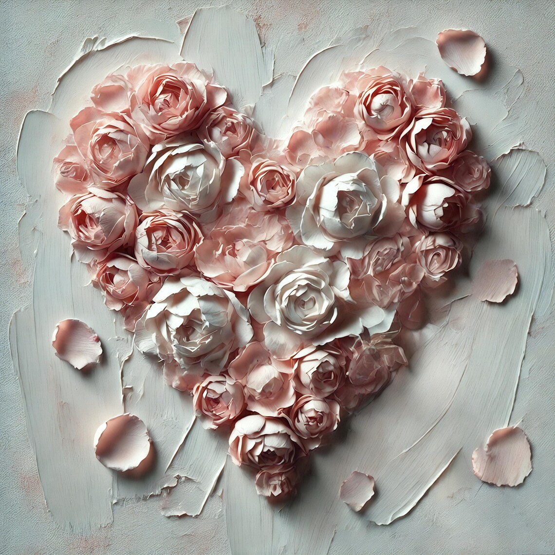 Romantic Floral Heart Art Print, Whimsical Valentine's Day