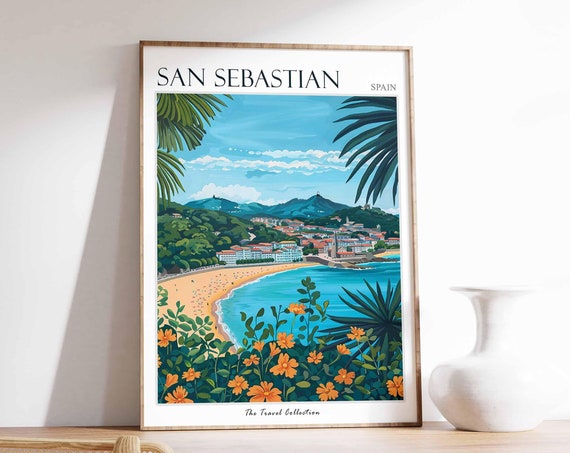 San Sebastian Poster Spanish Travel Print San Sebastian Travel Art San Sebastian Wall Art Spanish Travel San Sebastian Gift