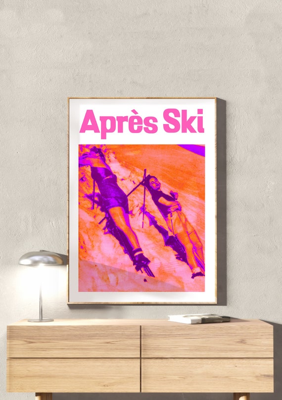 Apres Ski Vintage Print Retro Magazine Mid Century Pink Art Unique 1950s Art Print Cool Funky Decor Instant Print Jpg