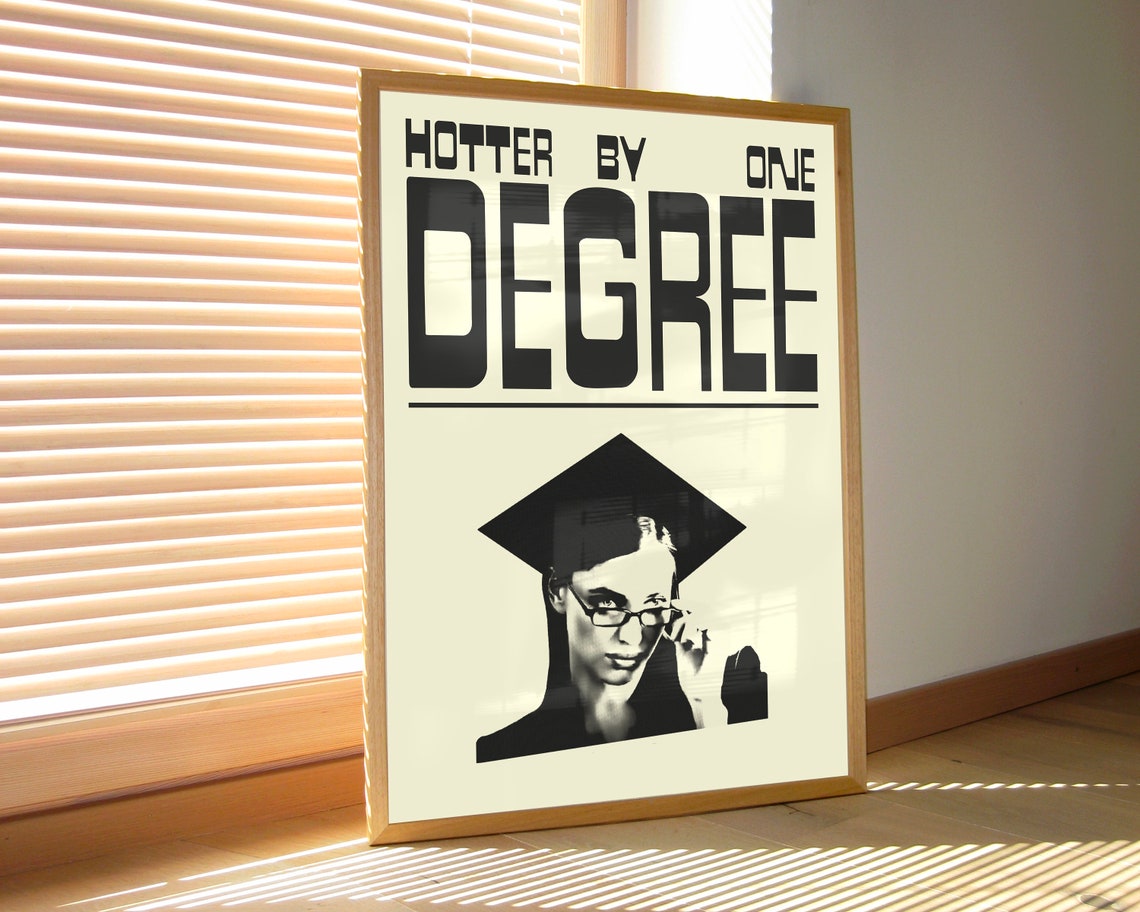 Hotter By One Degree Print Set Graduation Decoration Masters Degree Gift Funny Graduation Card Instant Png - Image 3