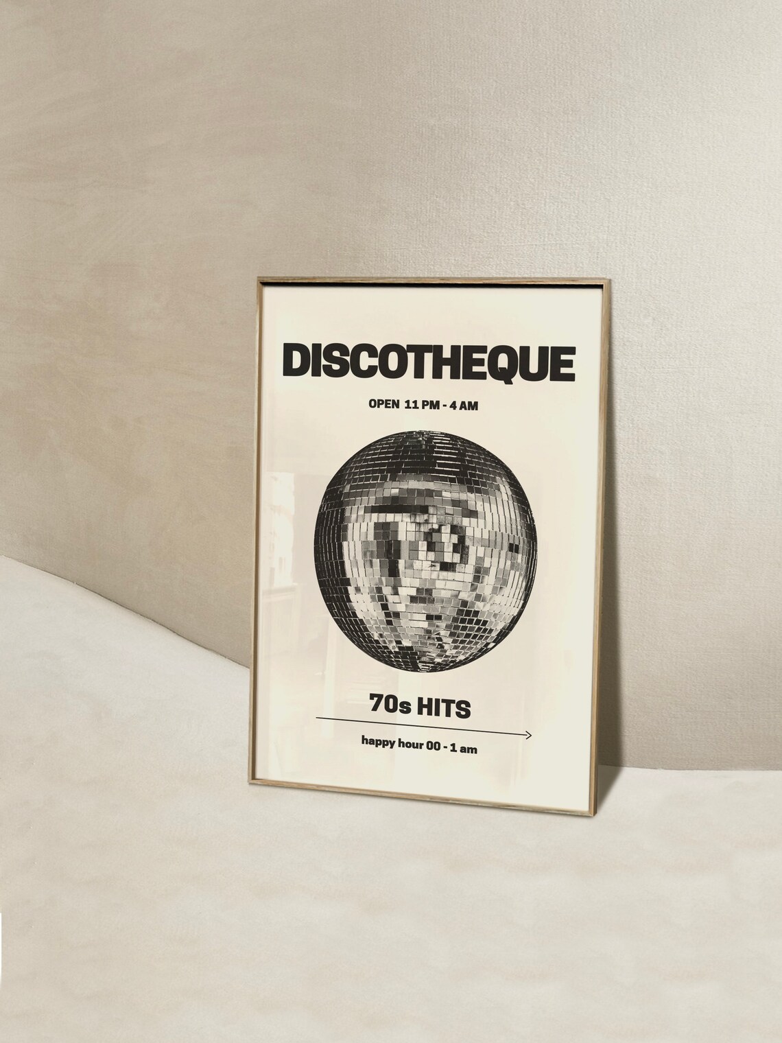 Discotheque 70s Hits Disco Ball Retro Music Nightclub Poster