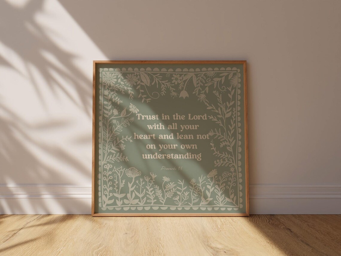 Trust In The Lord, Scandinavian Folk Scripture Art Print - Image 2