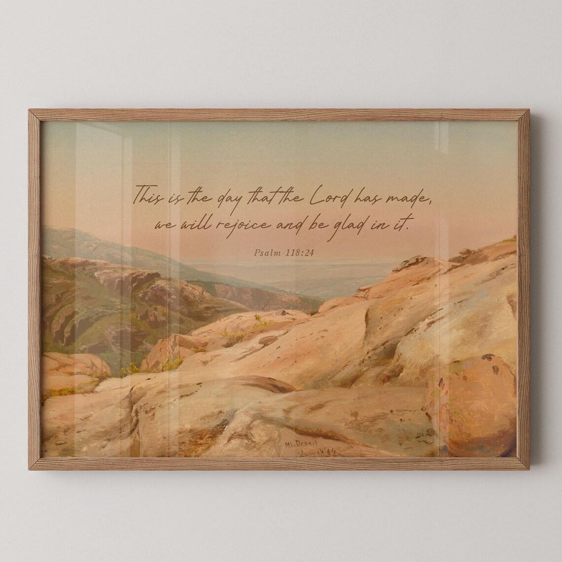 Framed Vintage Art Scripture Muted Antique Oil Painting Psalm 11824 This Is The Day Lord Has Made