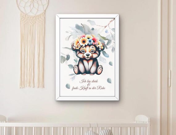 Nursery Decor Poster Wall Art For Kids Animal Flower Wreath Animals Motivational