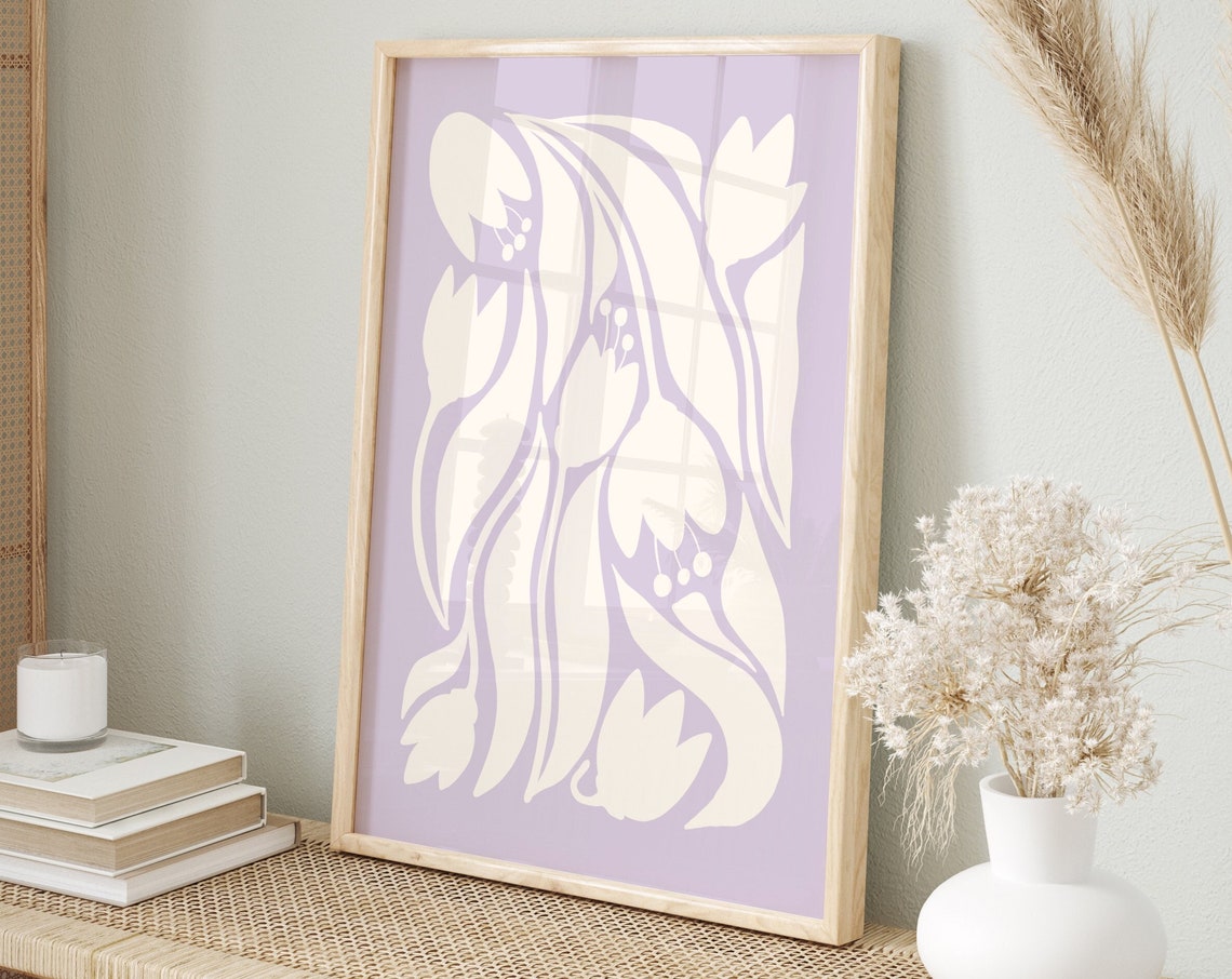 Lilac Pastel Abstract Botanical Flowers Poster