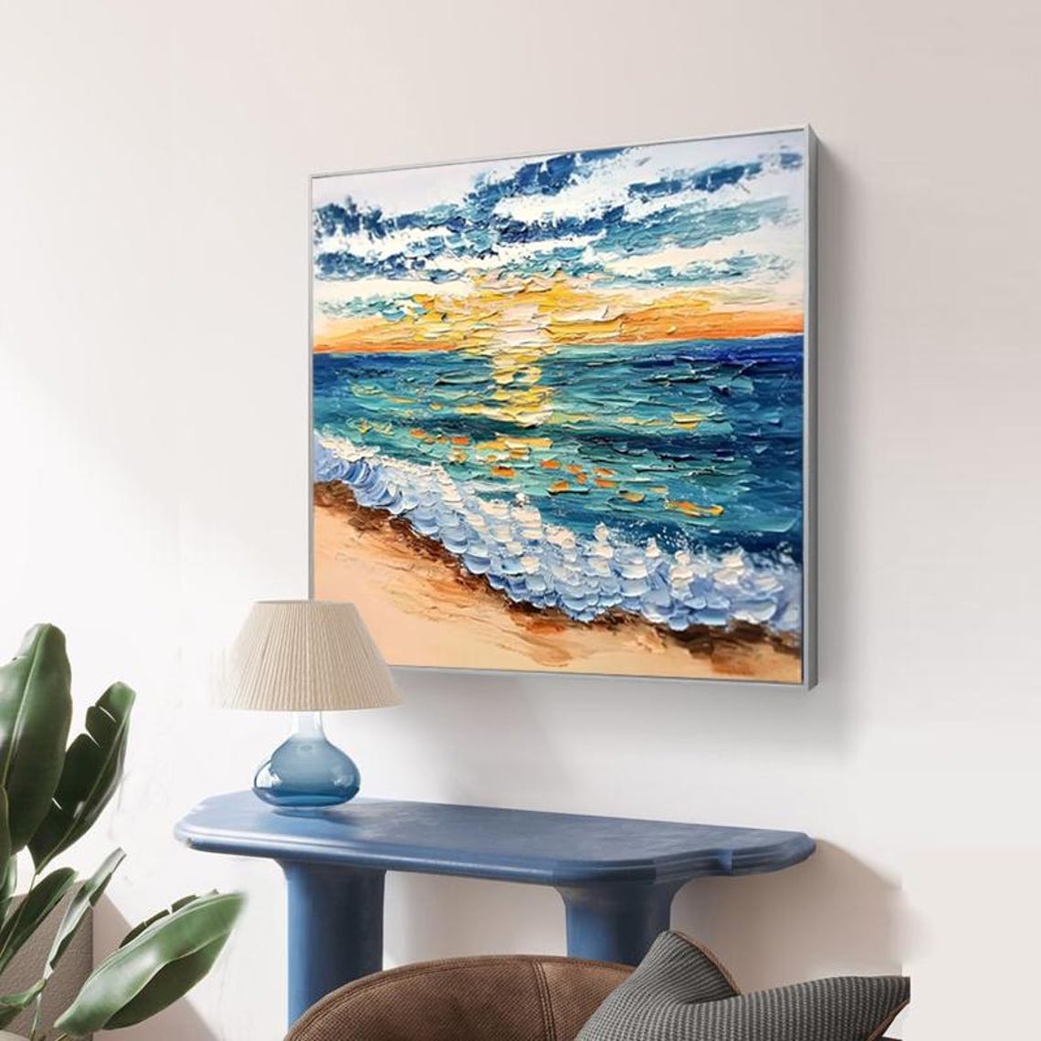 Sunlit Ocean Waves Breaking at a Golden Sunset Beach Scene Poster - Image 5