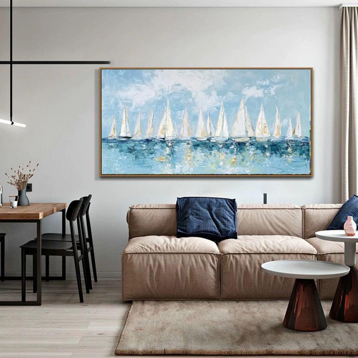 Abstract Ocean Sailboat, Modern Minimalist Art Print - Image 2