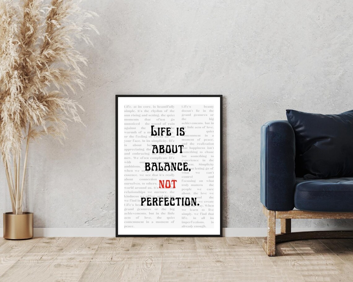 Life Is About Balance Not Perfection Quote Newspaper Vintage Poster - Image 5