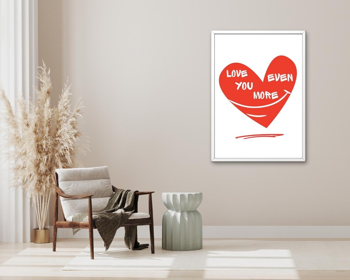 Love You Even More Red Heart Romantic Sweet Couple Love Art Poster
