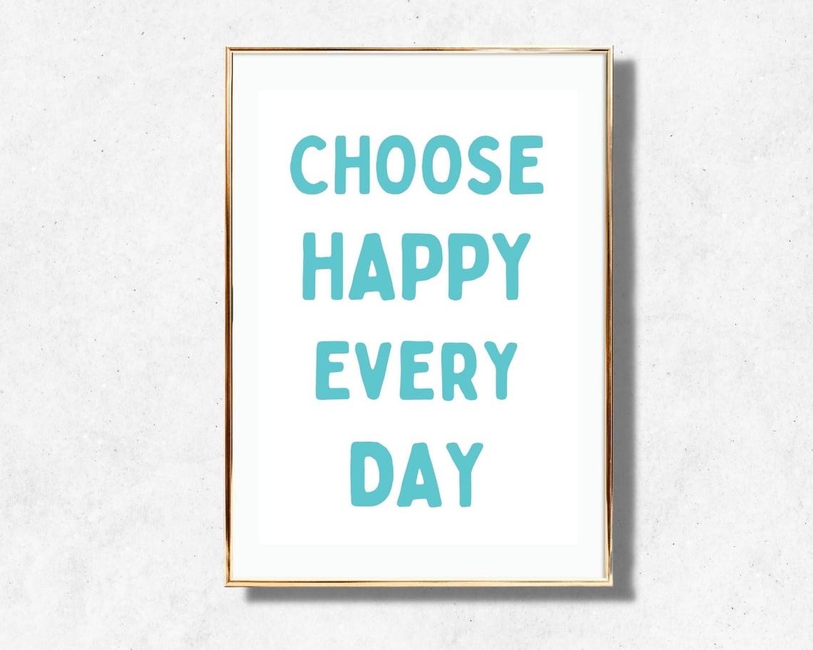 Choose Happy Every Day Turquoise White Minimalist Positive Poster - Image 4
