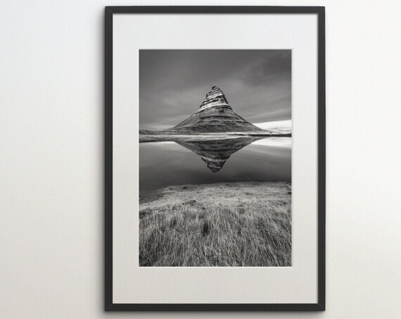 Iceland Kirkjufell Landscape Instant Black White Photography Wall Art Travel Poster Iceland Art Print Mountain