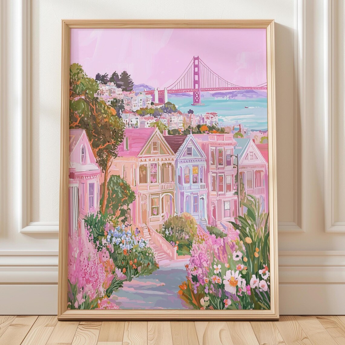 Golden Gate Bridge San Francisco Floral Poster