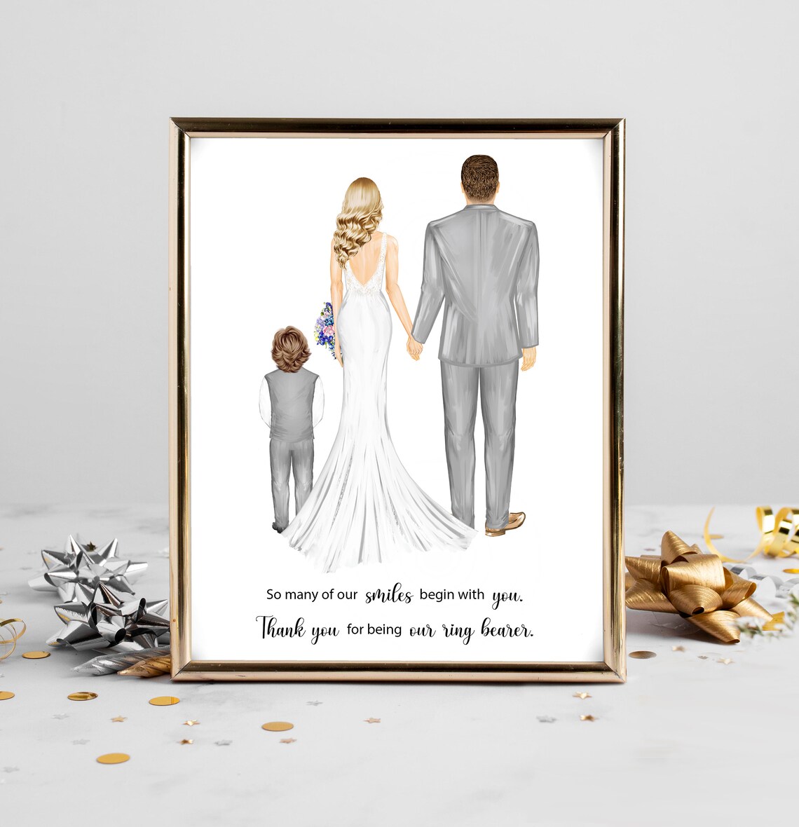 Personalized Ring Bearer Portrait Wedding Art Print - Image 2