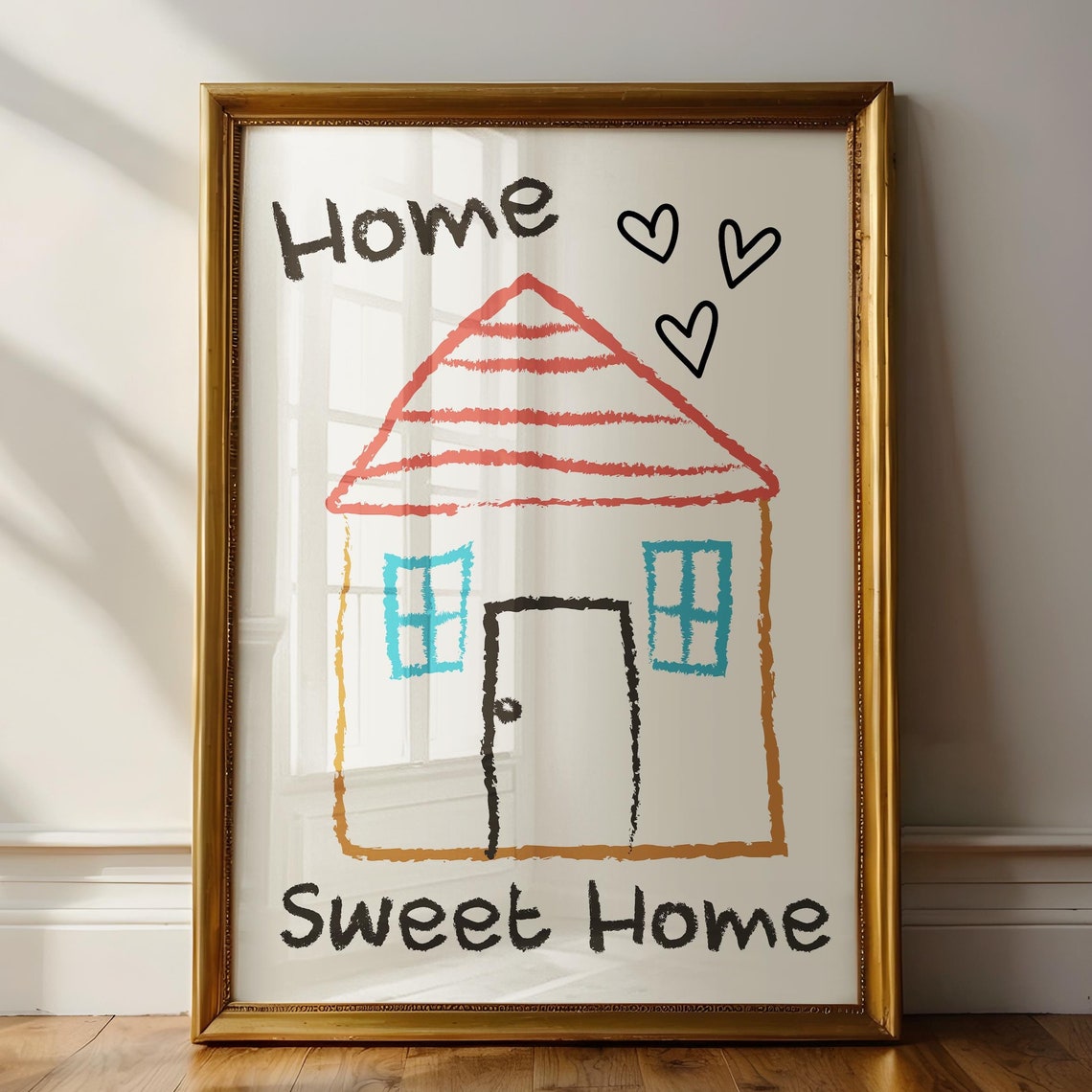 Home Sweet Home Entryway Wall Decor Hand Drawn Eclectic Wall Art Minimalist Cute Welcome Sign Aesthetic Prints