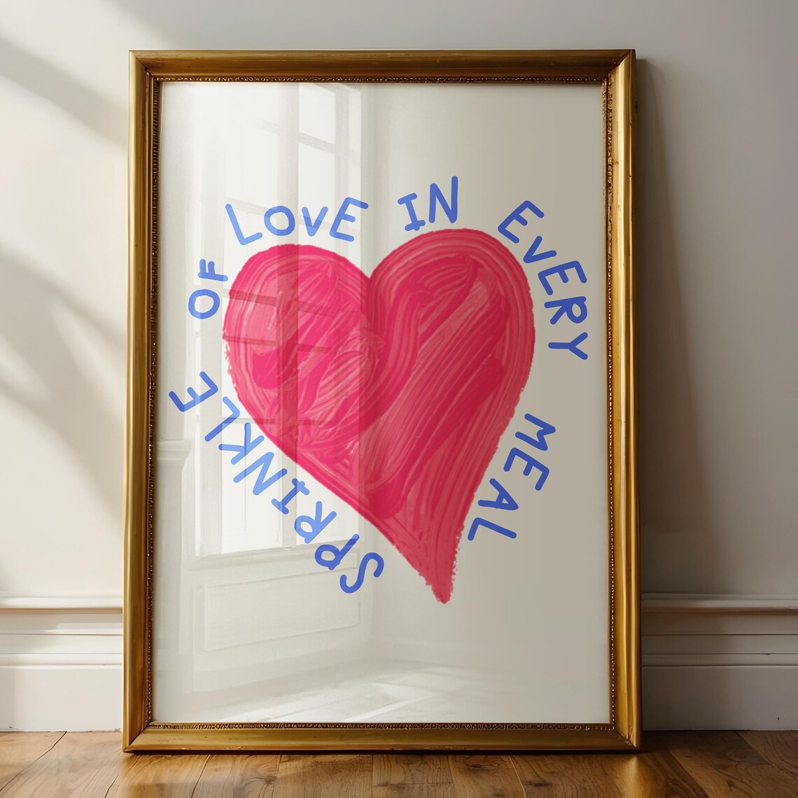 Sprinkle Of Love In Every Meal Pink Heart Kitchen Wall Poster