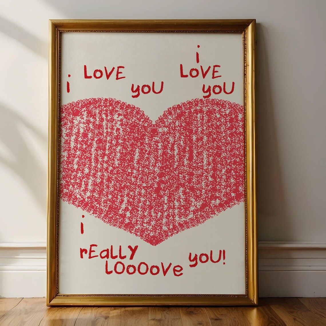 I Love You I Really Looove You Red Heart Love Quote Wall Art - Image 3